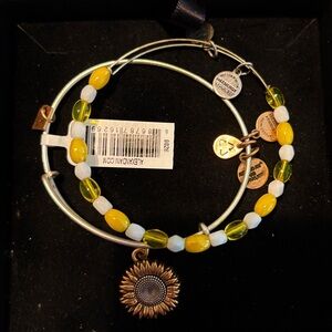 Alex and Ani Yellow and White Beaded Bracelet with Sunflower Charm SOLD OUT!
